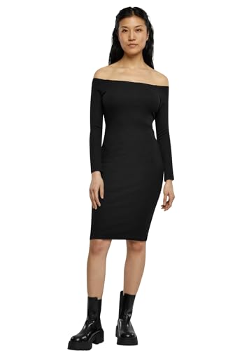 Urban Classics Damen TB6145-Ladies Off Shoulder Longsleeve Rib Dress Kleid, Black, M von Urban Classics