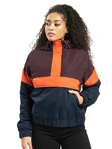 Urban Classics Damen Ladies 3-Tone Neon Mix Windrunner Pull Over Jacket Jacke, Mehrfarbig (Redwine/midnightnavy 02358), XXXX-Large (Herstellergröße: 4XL) von Urban Classics