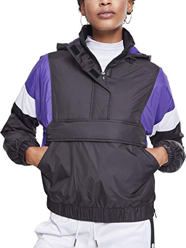 Urban Classics Damen TB2445-Ladies 3-Tone Padded Pull Over Jacket Jacke, Mehrfarbig (Black/Ultraviolet/White 01552), Medium von Urban Classics