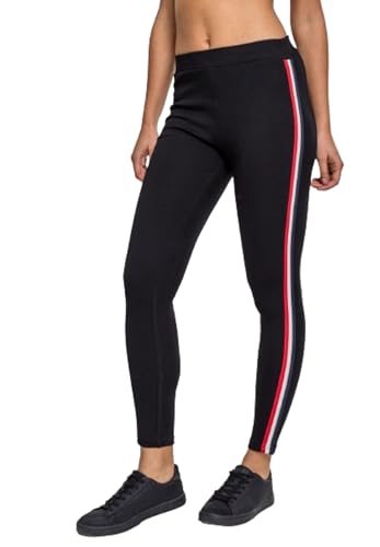 Urban Classics Damen TB1936-Ladies 3-Tone Tape Leggings, Mehrfarbig (Black/Firered/White/Navy 01320), 34 (Herstellergröße: XS) von Urban Classics