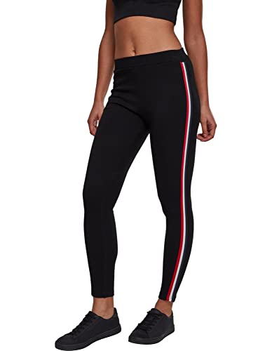 Urban Classics Damen TB1936-Ladies 3-Tone Tape Leggings, Mehrfarbig (Black/Firered/White/Navy 01320), 36 (Herstellergröße: S) von Urban Classics