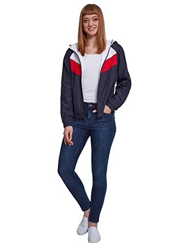 Urban Classics Damen Ladies 3-Tone Windbreaker Jacke, Mehrfarbig (Navy/White/Fire Red 01243), Medium (Herstellergröße: M) von Urban Classics