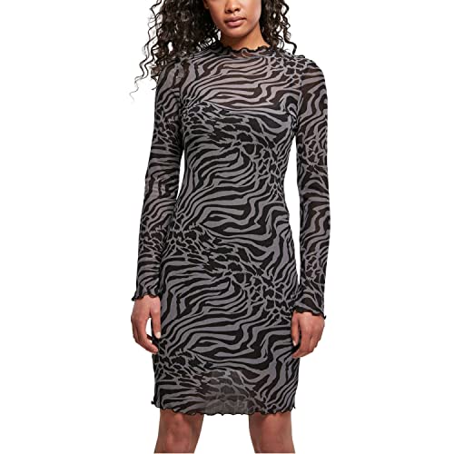 Urban Classics Damen Ladies AOP Double Layer Dress Kleid, Asphalt/Black, M von Urban Classics