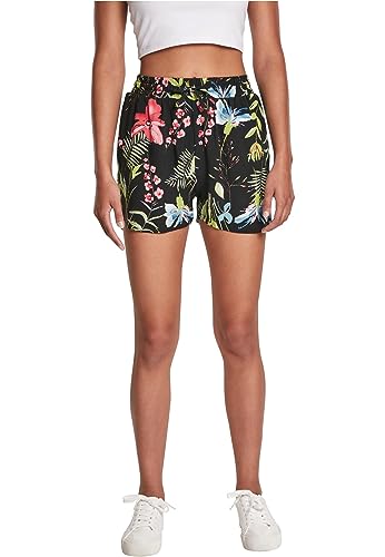 Urban Classics Damen Ladies AOP Kurze Hose Viscose Resort Shorts, Black Flower, S von Urban Classics