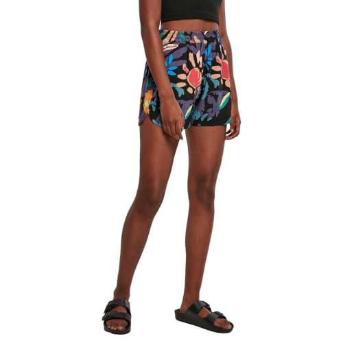 Urban Classics Damen Kurze Hose Ladies AOP Viscose Resort Shorts, Farbe blackfruity, Größe XS Urban Classics Damen Kurze Hose Ladies AOP Viscose Resort Shorts, Farbe blackfruity, Größe XS von Urban Classics