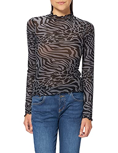 Urban Classics Damen Ladies AOP Mesh Turtleneck Longsleeve T-Shirt, Asphalt/Black, 3XL von Urban Classics