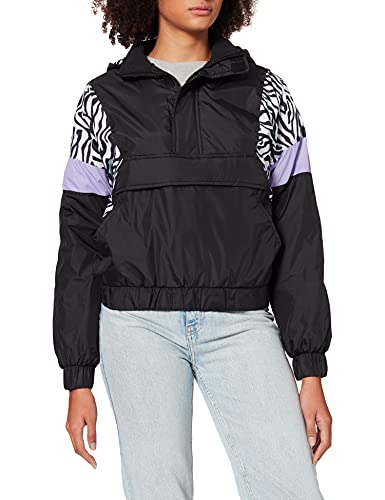 Urban Classics Damen TB3063-Ladies AOP Mixed Pull Over Jacket Jacke, Black/Zebra, 3XL von Urban Classics