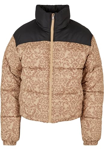 Urban Classics Damen TB5438-Ladies AOP Retro Puffer Jacket Jacke, unionbeigedamast, L von Urban Classics