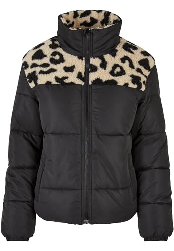 Urban Classics Damen TB5439-Ladies AOP Sherpa Mixed Puffer Jacket Jacke, Black/sandleo, M von Urban Classics