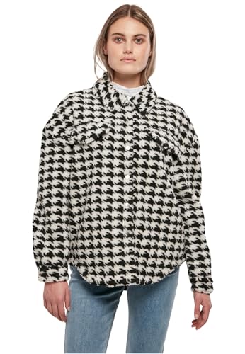 Urban Classics Damen Ladies AOP Sherpa Overshirt blackhoundstooth, M von Urban Classics