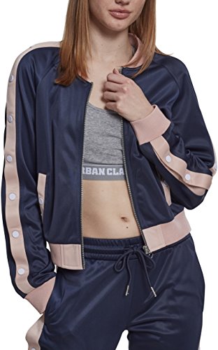 Urban Classics Damen TB1996-Ladies Button Up Track Jacket Sweatjacke, Blau (Navy/Lightrose/White 01331), Large (Herstellergröße: L) von Urban Classics