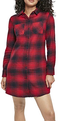 Urban Classics Damen Ladies Check Shirt Dress Kleid, darkblue/red, M von Urban Classics