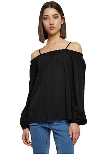 Urban Classics Damen Langarmshirt Ladies Cold Shoulder Smoke Longsleeve TB2224, Gr. X-Small, Schwarz (Black 00007) von Urban Classics