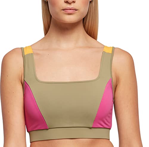 Urban Classics Damen Ladies Color Block Bra BH, khaki/brightviolett/magimango, 4XL von Urban Classics