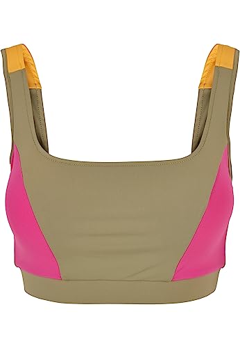 Urban Classics Damen Ladies Color Block Bra BH, khaki/brightviolett/magimango, L von Urban Classics