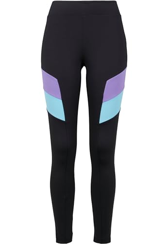Urban Classics Damen Leggings Ladies Color Block Yoga-Hose Leggings,, per pack Schwarz (Black/Ultraviolet 02363), W(Herstellergröße: 5XL) von Urban Classics