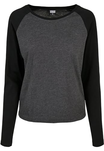 Urban Classics Damen TB4539-Ladies Contrast Raglan Longsleeve T-Shirt, Charcoal/Black, 3XL von Urban Classics