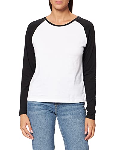 Urban Classics Damen TB4539-Ladies Contrast Raglan Longsleeve T-Shirt, White/Black, 4XL von Urban Classics
