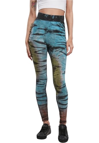 Urban Classics Ladies Cotton Tie Dye High Waist Leggings Black L von Urban Classics
