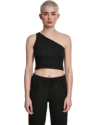 Urban Classics Damen Ladies Cropped Asymmetric Sport Tank Top, Schwarz (Black 00007), Medium (Herstellergröße: M) von Urban Classics