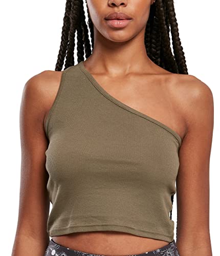 Urban Classics Damen Ladies Cropped Asymmetric Top T-Shirt, Khaki, L von Urban Classics