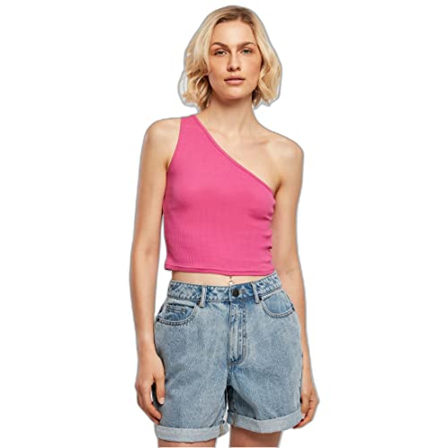 Urban Classics Damen Ladies Cropped Asymmetric Top T-Shirt, brightviolet, 4XL von Urban Classics