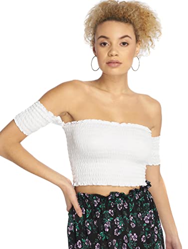 Urban Classics Damen Ladies Cropped Cold Shoulder Smoke Top, White, XS von Urban Classics