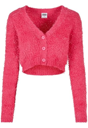 Urban Classics Damen TB5440-Ladies Cropped Feather Cardigan Strickjacke, Hibiskus pink, 4XL von Urban Classics