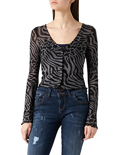 Urban Classics Damen Ladies Cropped Mesh Cardigan Strickjacke, Asphalt/Black, S von Urban Classics