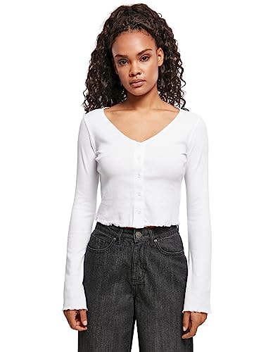 Urban Classics Damen TB4533-Ladies Cropped Rib Cardigan Sweatshirt, White, XL von Urban Classics