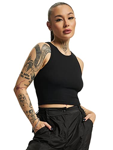 Urban Classics Damen Top Cropped Rib Top, geripptes Top für Frauen, kurz geschnitten, Slim Fit, black, M von Urban Classics