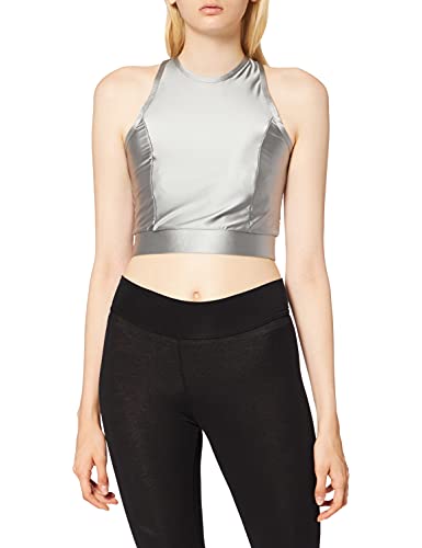 Urban Classics Damen TB4341-Ladies Cropped Shiny Top T-Shirt, darksilver, L von Urban Classics