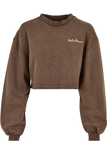 Urban Classics Damen TB5461-Ladies Cropped Small Embroidery Terry Crewneck Sweatshirt, Brown, M von Urban Classics