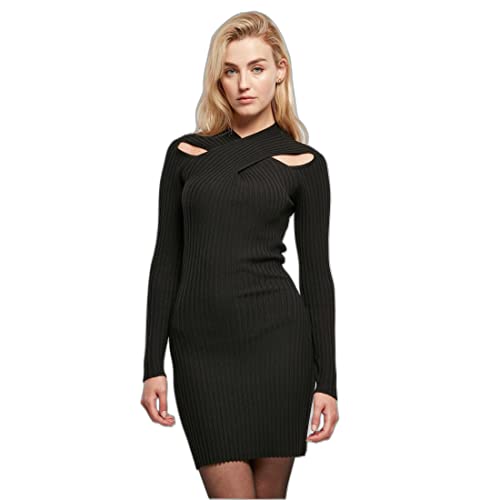 Urban Classics Damen Ladies Crossed Rib Knit Dress Kleid, Black, 3XL von Urban Classics