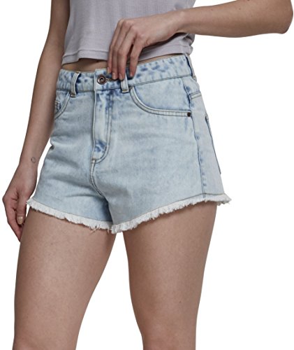 Urban Classics Damen Urban Classics dames denim hotpants Shorts, Blau (Blue Bleached 01375), 27W von Urban Classics