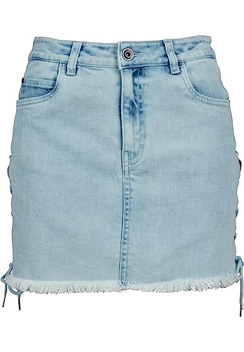 Urban Classics Damen Rock Ladies Denim Lace Up Skirt TB2002, Mini, Einfarbig, Gr. 38 (Herstellergröße: 28), Blau (Blue Bleached 01375) von Urban Classics