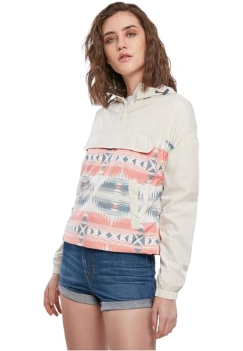 Urban Classics Damen Ladies Extended Shoulder Pull Over Jacket Windjacke, Offwhite/summerinka, M von Urban Classics