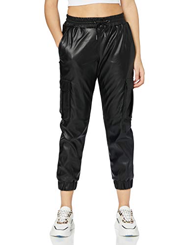 Urban Classics Damen Ladies Faux Leather Cargo Pants Hose, Black, L von Urban Classics
