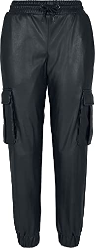 Urban Classics Damen Dames Faux Leather Cargo Broek Hose, Schwarz, M EU von Urban Classics