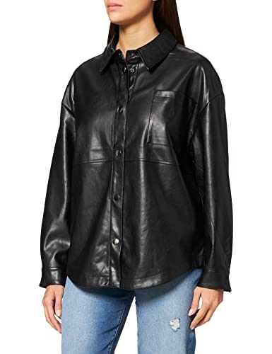 Urban Classics Damen TB4514-Ladies Faux Leather Overshirt Hemd, Black, L von Urban Classics