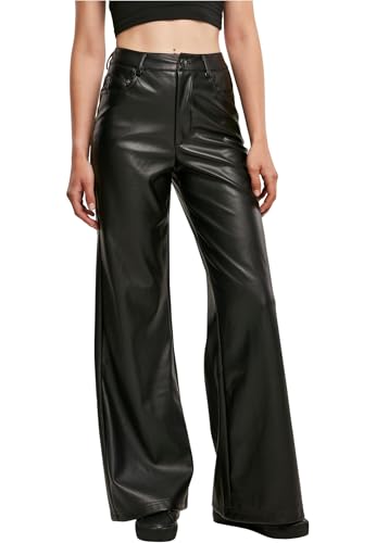 Urban Classics Damen Hose Ladies Faux Leather Wide Leg Pants Black 29 von Urban Classics