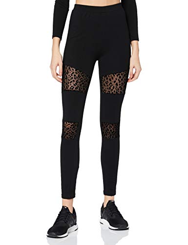 Urban Classics Damen TB3754-Ladies Flock Lace Inset Leggings, Black, 4XL von Urban Classics