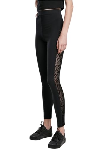 Urban Classics Damen Ladies Flock Lace Stripe Leggings, Black, XS von Urban Classics