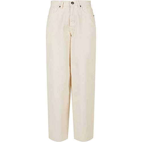 Urban Classics Damen Ladies High Waist 90´S Wide Leg Corduroy Pants Hose, whitesand, 31 von Urban Classics