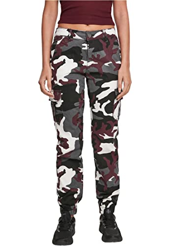 Urban Classics Damen Ladies High Waist Camo Cargo Pants Hose, Mehrfarbig (Wine 02244), 31 von Urban Classics