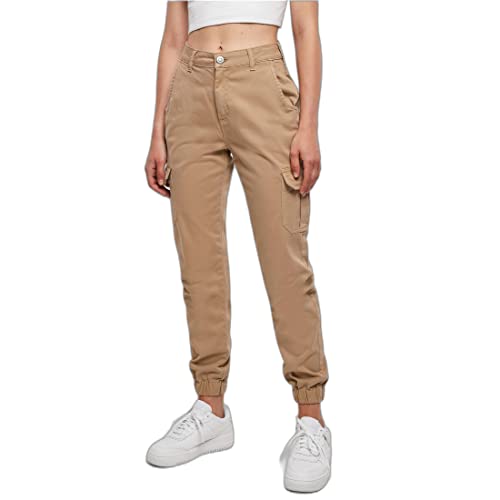 Urban Classics Damen Ladies High Waist Cargo Pants Hose, unionbeige, 31 von Urban Classics