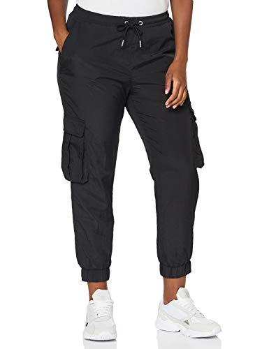 Urban Classics Damen Ladies High Waist Crinkle Nylon Cargo Pants Freizeithose, Black, XXL von Urban Classics