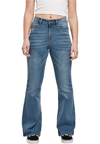 Urban Classics Damen Ladies High Waist Flared Denim Pants Midstone Washed, 26 von Urban Classics