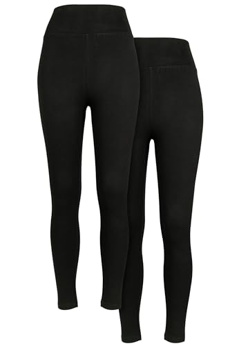 Urban Classics Damen Ladies High Waist Jersey 2-Pack Leggings, Black+Black, M von Urban Classics