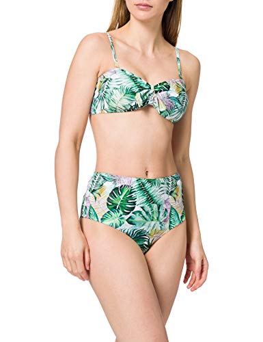 Urban Classics Damen TB4110-Ladies High Waist Pattern Bikini-Set, Leaf White, M von Urban Classics